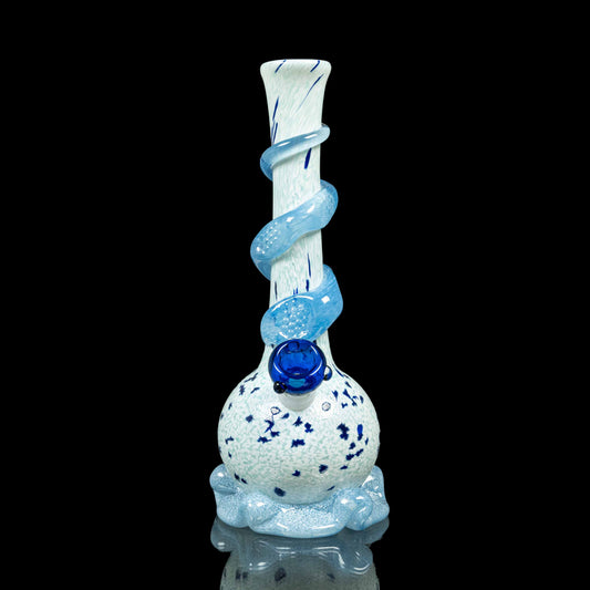 white and baby blue glacier bong