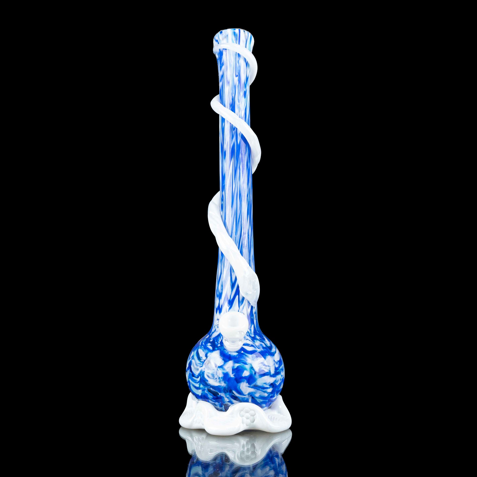 large bong that's blue and white