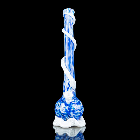 large bong that's blue and white